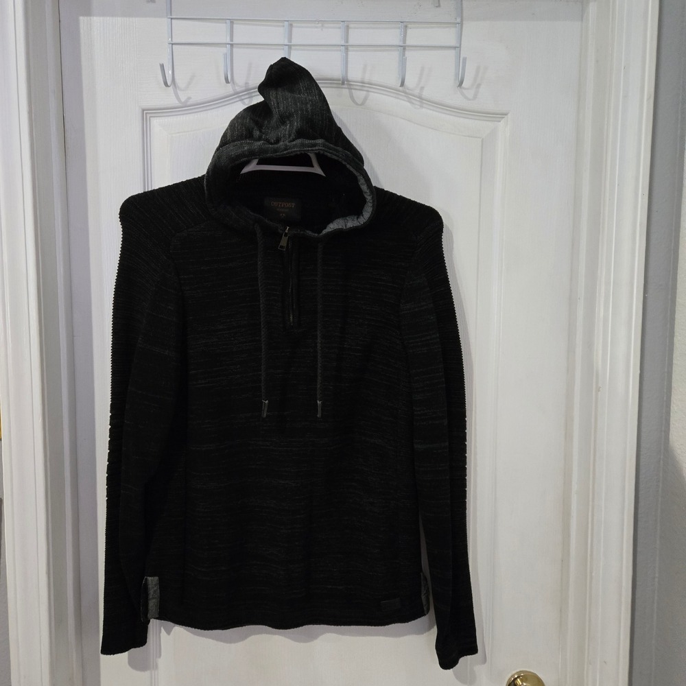 Outpost Makers Quarter Zip Hoodie Mens Large Black Space Dye Thick Sweater‎